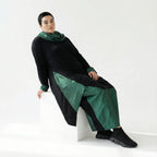 Asymmetrisches Shirt mit Taftdetails in Schwarz-Grün von AKH Premium – Oversize-Stil bei Modeare entdecken