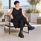 Ballonkleid Oversize aus Baumwolle mit Stretch asymmetrisch drapiert ärmellos weit