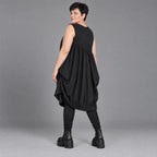 Ballonkleid Oversize aus Baumwolle mit Stretch asymmetrisch drapiert ärmellos weit