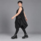 Ballonkleid Oversize aus Baumwolle mit Stretch asymmetrisch drapiert ärmellos weit