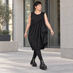 Ballonkleid Oversize aus Baumwolle mit Stretch asymmetrisch drapiert ärmellos weit