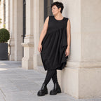 Ballonkleid Oversize aus Baumwolle mit Stretch asymmetrisch drapiert ärmellos weit