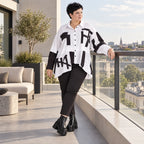 Popelineshirt mit Kragen Brusttaschen und kastigem Schnitt mit längerem Rückenteil Langarm