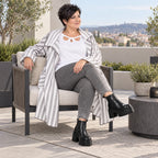 Oversizejacke in mehrfarbiger Blockstreifenoptik mit Reverskragen Viskosemix PlusSize