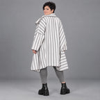 Oversizejacke in mehrfarbiger Blockstreifenoptik mit Reverskragen Viskosemix PlusSize