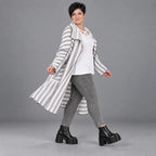 Oversizejacke in mehrfarbiger Blockstreifenoptik mit Reverskragen Viskosemix PlusSize