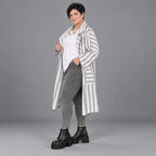 Oversizejacke in mehrfarbiger Blockstreifenoptik mit Reverskragen Viskosemix PlusSize