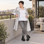 Oversizejacke in mehrfarbiger Blockstreifenoptik mit Reverskragen Viskosemix PlusSize