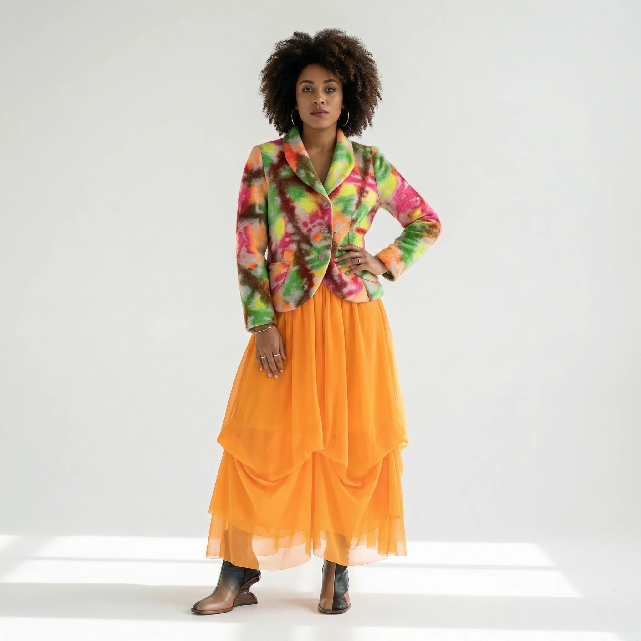 Wollblazer mit Farbverlauf in Multicolor Designer Look für Übergang und Winter