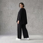 Schwarze Aform Jacke aus Viskosemix mit Rundhals Dreiviertelärmeln und weiten Taschen
