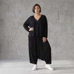 Schwarzer Ballonrock aus Viskosejersey im Lagenlook mit elastischem Bund oversized