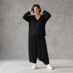Schwarzer Ballonrock aus Viskosejersey im Lagenlook mit elastischem Bund oversized