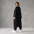 Schwarzer Ballonrock aus Viskosejersey im Lagenlook mit elastischem Bund oversized