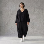 Schwarzer Ballonrock aus Viskosejersey im Lagenlook mit elastischem Bund oversized
