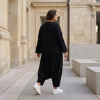 Schwarzer Ballonrock aus Viskosejersey im Lagenlook mit elastischem Bund oversized