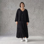Schwarzer Viskose Ballonrock im Lagenlook mit elastischem Bund aus weichem Jerseystoff