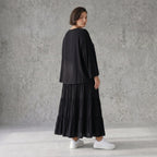 Schwarzer Viskose Ballonrock im Lagenlook mit elastischem Bund aus weichem Jerseystoff