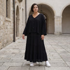 Schwarzer Viskose Ballonrock im Lagenlook mit elastischem Bund aus weichem Jerseystoff