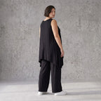 Schwarzes A-Form Top mit Rundhals weich stretchig oversize für Lagenlook Basic Alltag