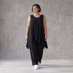 Schwarzes A-Form Top mit Rundhals weich stretchig oversize für Lagenlook Basic Alltag