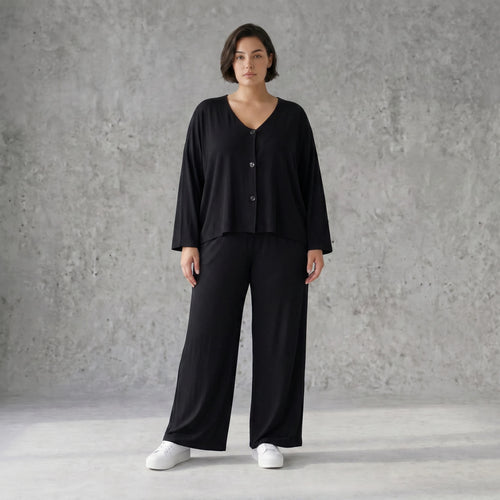 Gerade Viskosejerseyhose mit Beinschlitz weich elastisch komfortabel aus Frankreich