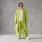 Apfelgrün fliessender Longcardigan im Lagenlook Oversize leger zeitlos luftig Leinenoptik