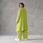 Apfelgrün fliessender Longcardigan im Lagenlook Oversize leger zeitlos luftig Leinenoptik