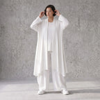 Leichter Weiß Cardigan im Lagenlook mit Leinengefühl Oversize bequem zeitlos modern soft