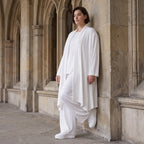 Leichter Weiß Cardigan im Lagenlook mit Leinengefühl Oversize bequem zeitlos modern soft