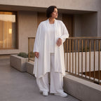 Leichter Weiß Cardigan im Lagenlook mit Leinengefühl Oversize bequem zeitlos modern soft