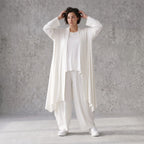 Leichter Cardigan in Leinenoptik Oversize Lagenlook zeitlos elegant Creme fliessend neu