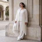 Leichter Cardigan in Leinenoptik Oversize Lagenlook zeitlos elegant Creme fliessend neu