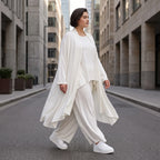 Leichter Cardigan in Leinenoptik Oversize Lagenlook zeitlos elegant Creme fliessend neu