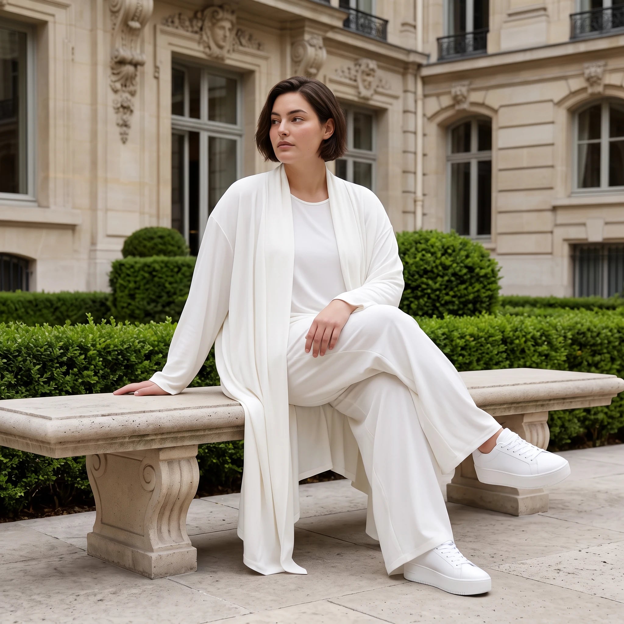 Leichter Cardigan in Leinenoptik Oversize Lagenlook zeitlos elegant Creme fliessend neu