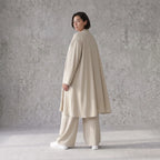 Zeitloser Beige Cardigan Lagenlook Oversize leger ausgefallen mit Leinenoptik Schalkragen