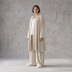 Zeitloser Beige Cardigan Lagenlook Oversize leger ausgefallen mit Leinenoptik Schalkragen