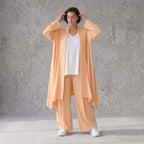 Fliessender Mauve Leinenlook Cardigan Oversize Lagenlook leger zeitlos elegant sommerlich