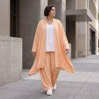 Fliessender Mauve Leinenlook Cardigan Oversize Lagenlook leger zeitlos elegant sommerlich