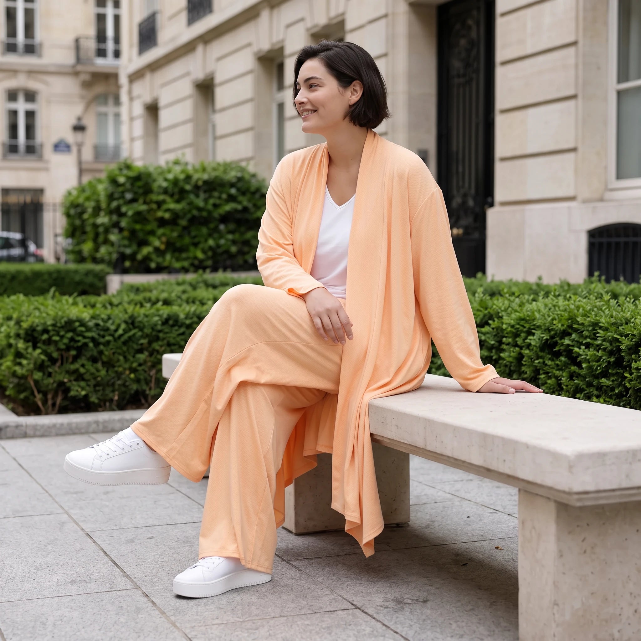 Fliessender Mauve Leinenlook Cardigan Oversize Lagenlook leger zeitlos elegant sommerlich