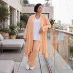 Fliessender Mauve Leinenlook Cardigan Oversize Lagenlook leger zeitlos elegant sommerlich