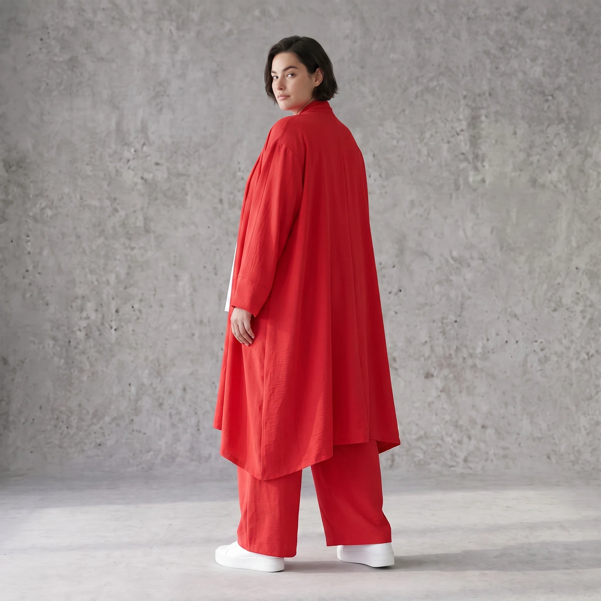 Fuchsia Leinen Cardigan im Lagenlook Oversize leger ausgefallen mit Zipfelsaum luftig 88
