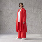 Fuchsia Leinen Cardigan im Lagenlook Oversize leger ausgefallen mit Zipfelsaum luftig 88