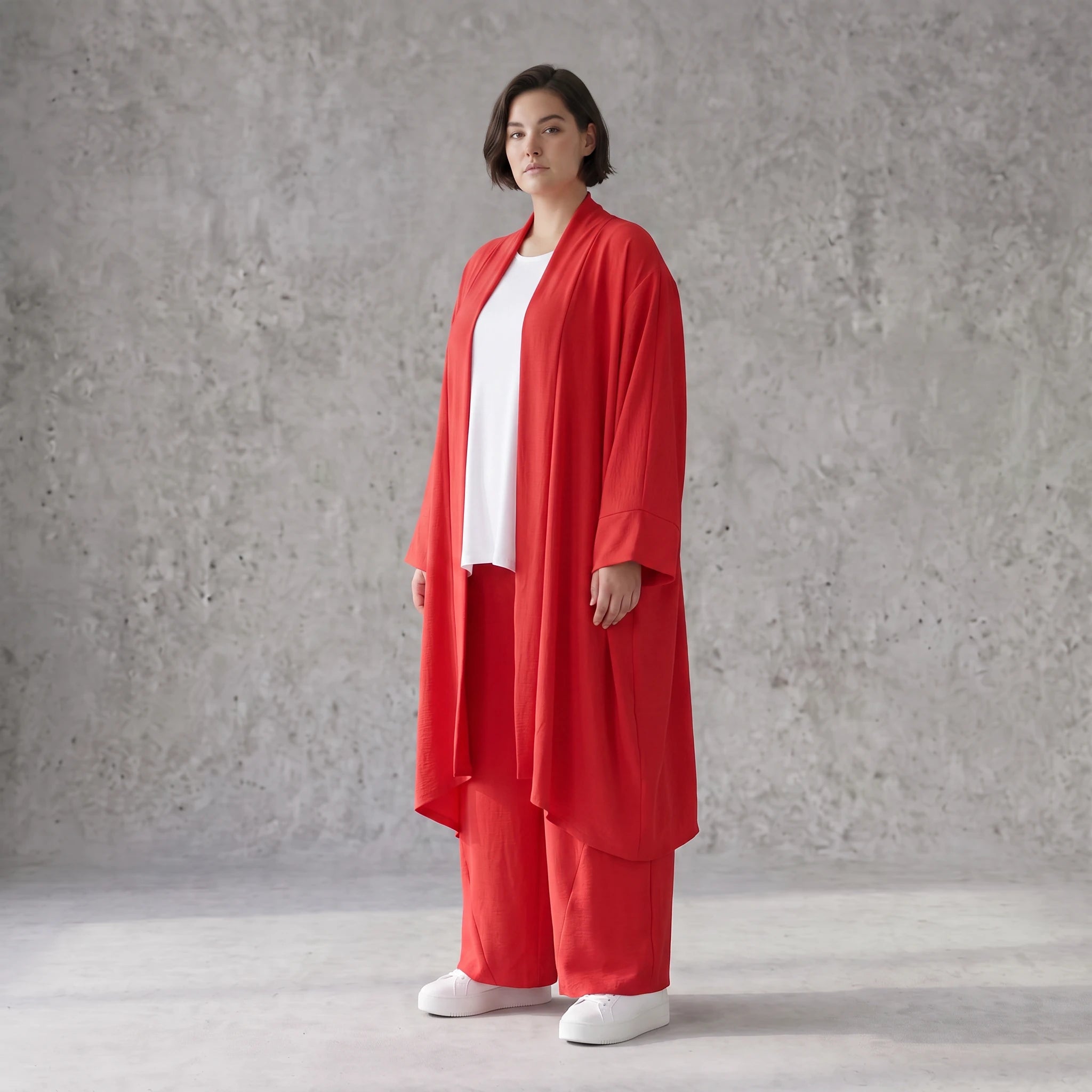 Fuchsia Leinen Cardigan im Lagenlook Oversize leger ausgefallen mit Zipfelsaum luftig 88