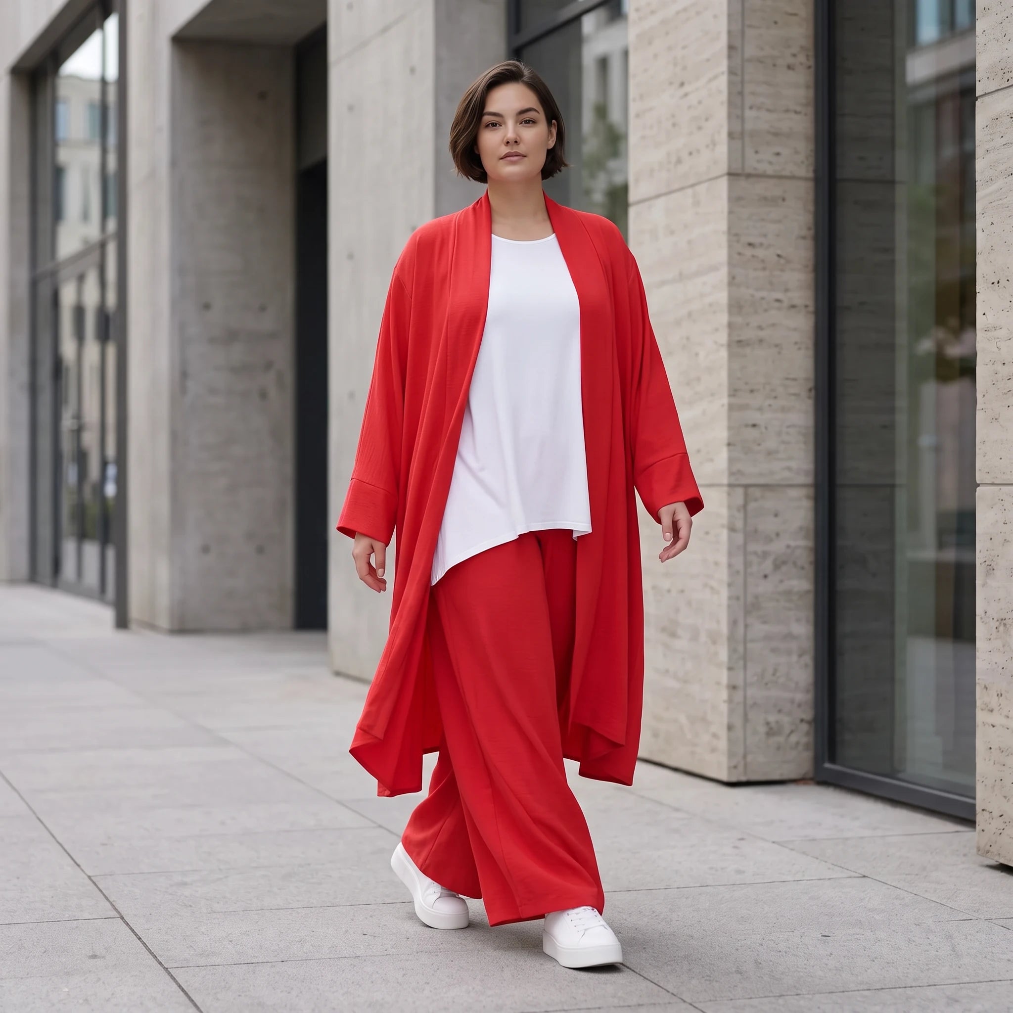 Fuchsia Leinen Cardigan im Lagenlook Oversize leger ausgefallen mit Zipfelsaum luftig 88