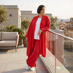 Fuchsia Leinen Cardigan im Lagenlook Oversize leger ausgefallen mit Zipfelsaum luftig 88