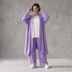 Fliessender Flieder Cardigan im Lagenlook Oversize leicht und zeitlos elegant weich zart