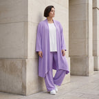 Fliessender Flieder Cardigan im Lagenlook Oversize leicht und zeitlos elegant weich zart