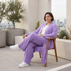 Fliessender Flieder Cardigan im Lagenlook Oversize leicht und zeitlos elegant weich zart