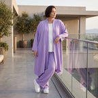 Fliessender Flieder Cardigan im Lagenlook Oversize leicht und zeitlos elegant weich zart