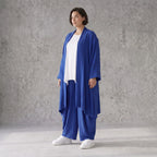 Fliessend geschnittener Cardigan Royalblau Leinenoptik Oversize Lagenlook luftig zeitlos